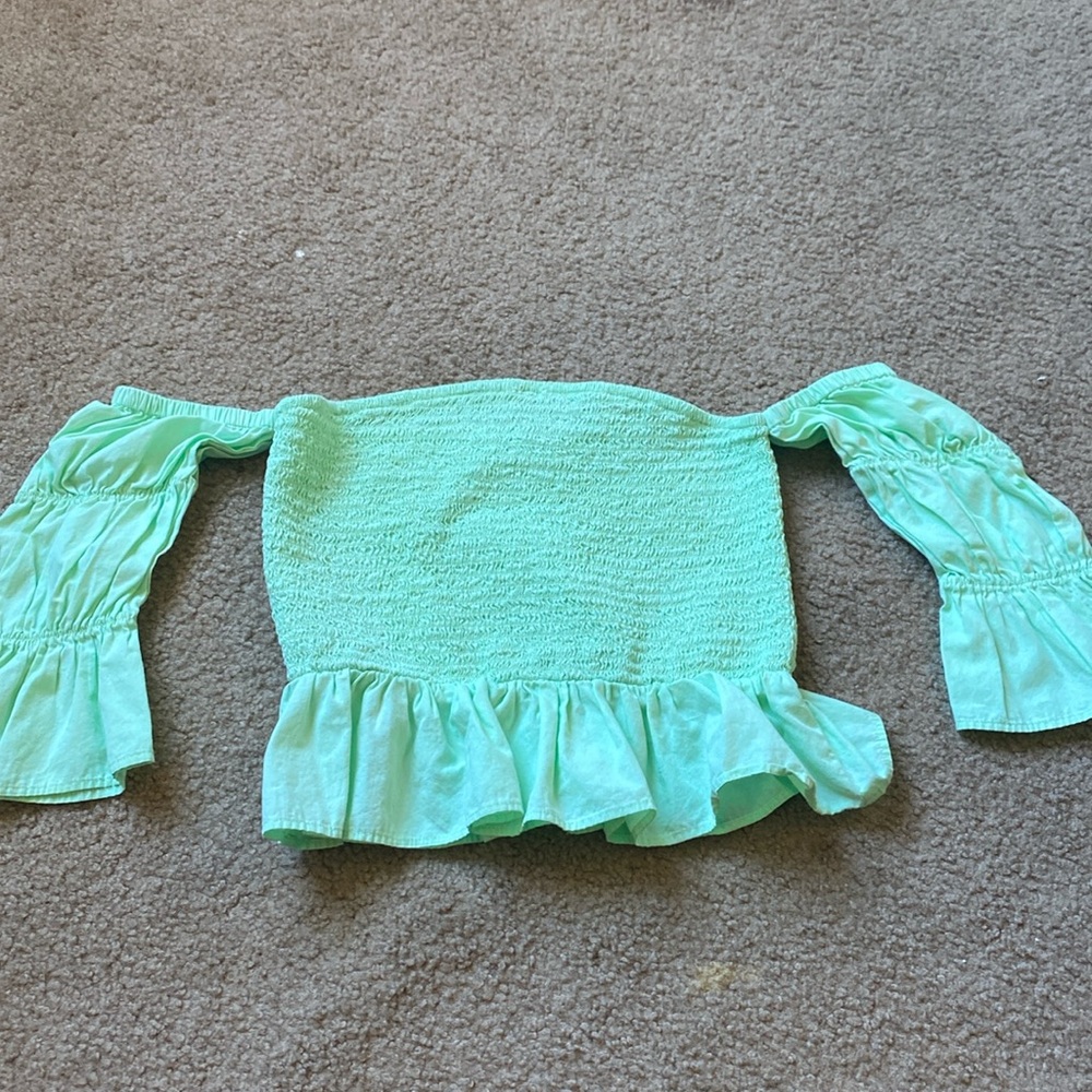 mint green off the shoulder top